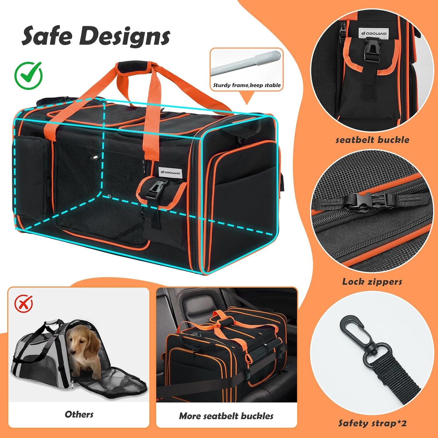 Extra Large Cat Carrier Expandable 2 Cats Travel Carrier with Litter Box