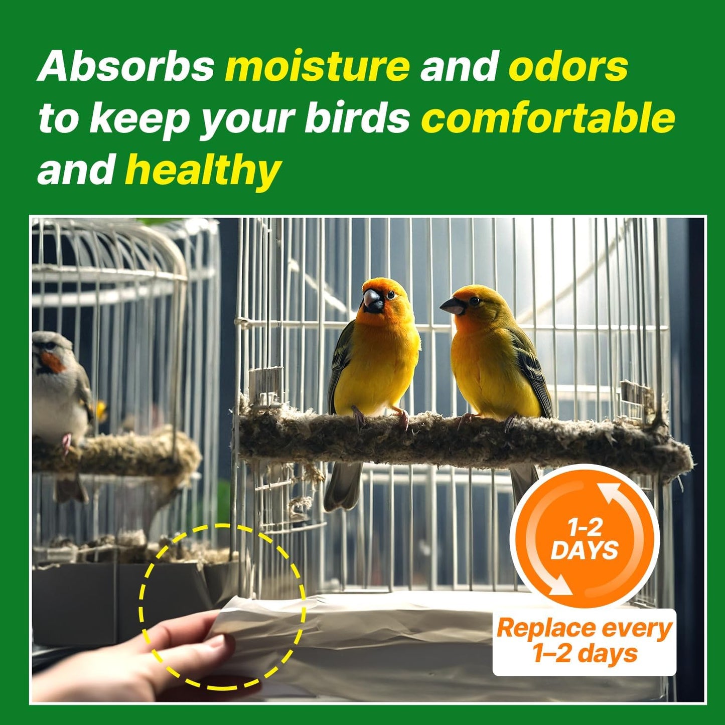 Bird Cage Liner Sheets Acid Free Non Toxic Paper Bedding 120Ct