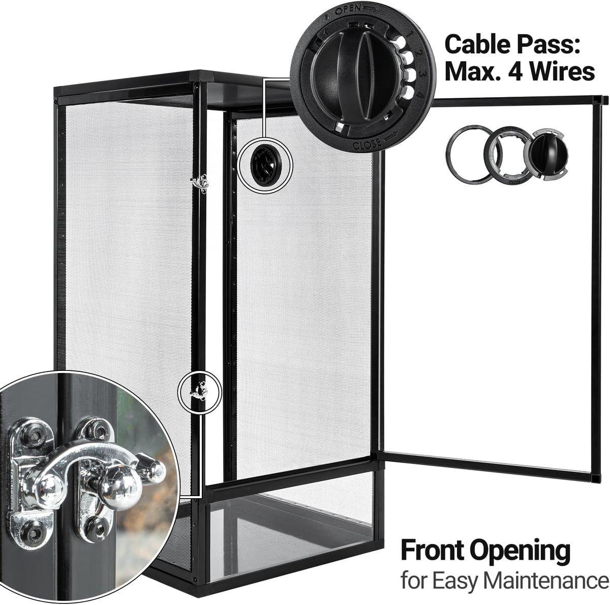 34 Gal Reptile Cage Screen Terrarium Front Opening 2 Sizes 