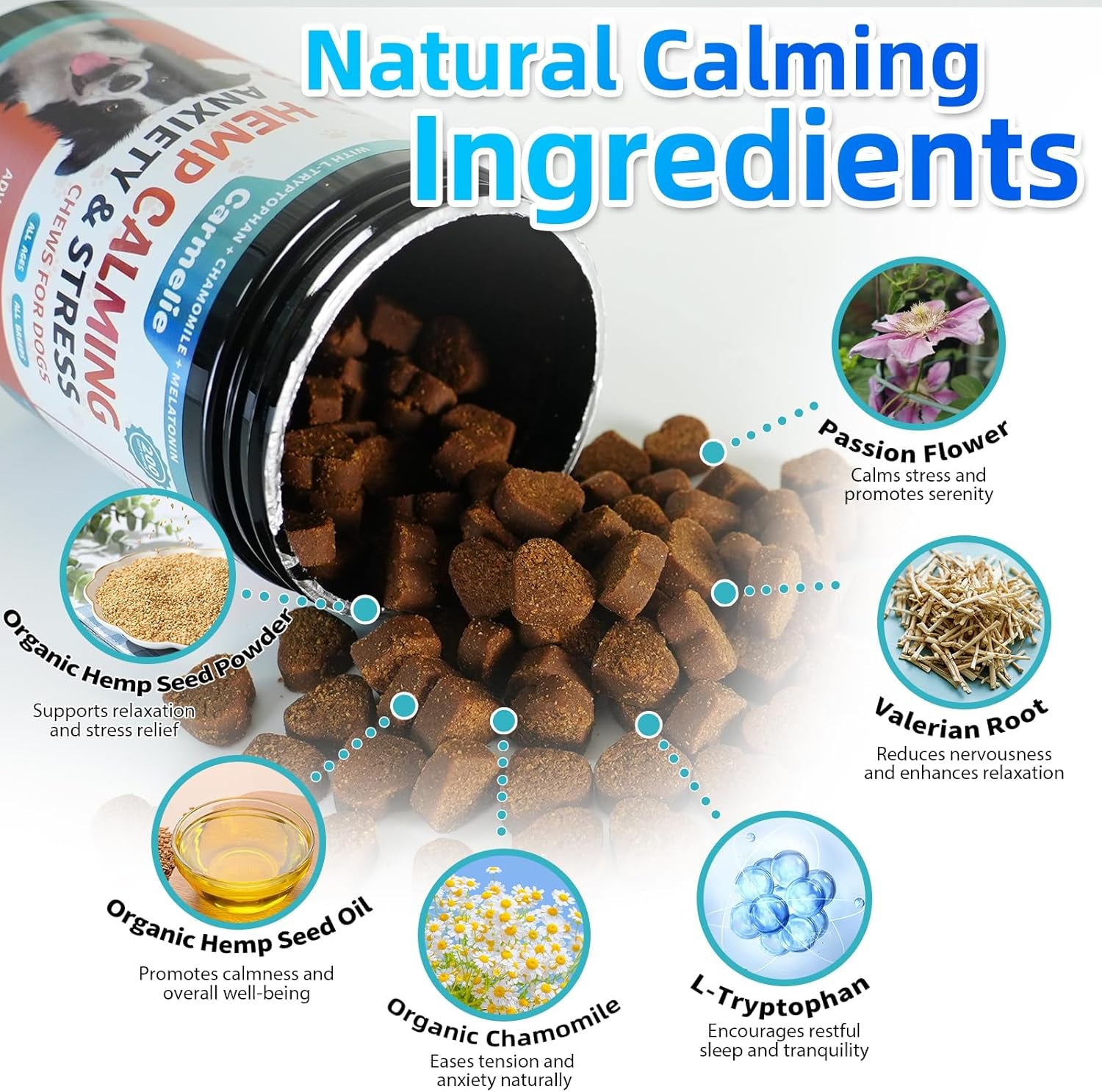 Hemp Calming Chews for Dogs — Natural Anxiety & Stress Relief | 200 Count