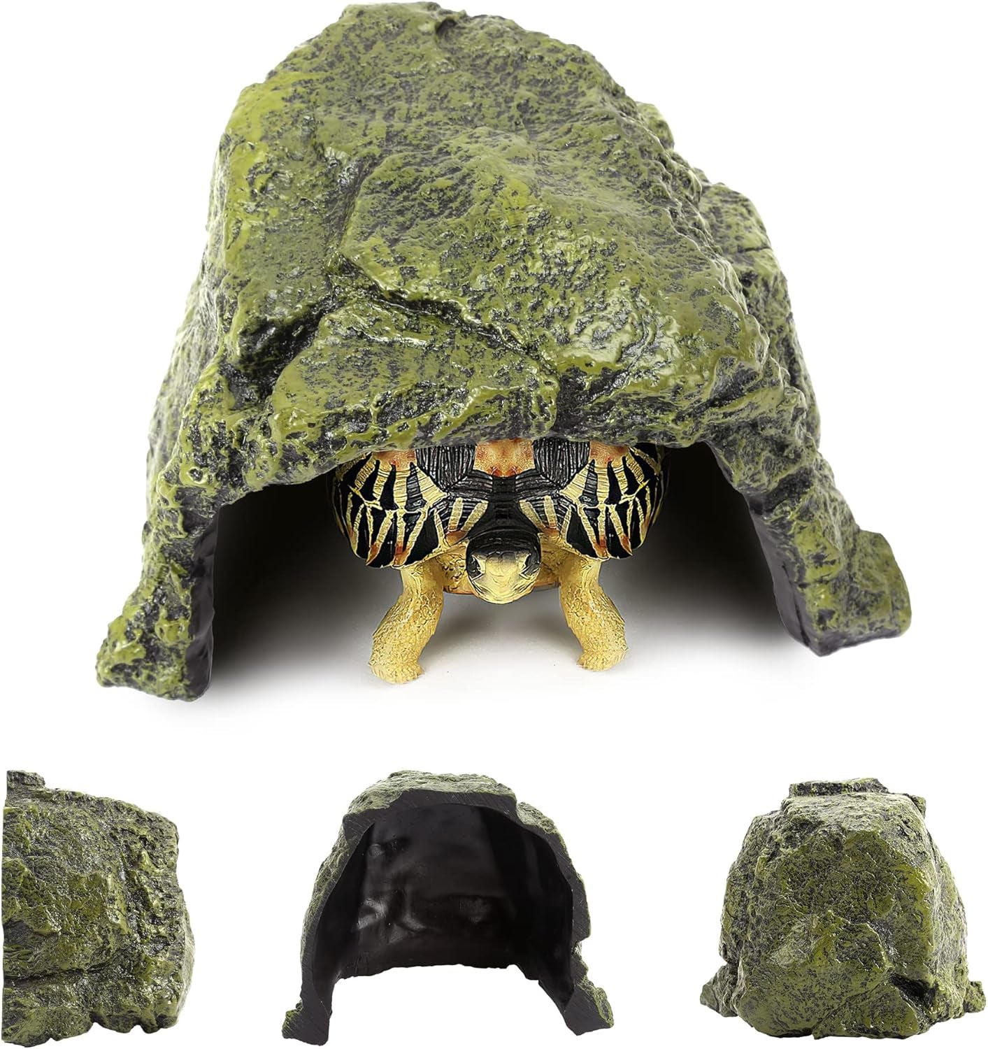 Reptile Rock Hide Cave Natural Resin Habitat for Lizards Turtles Fish