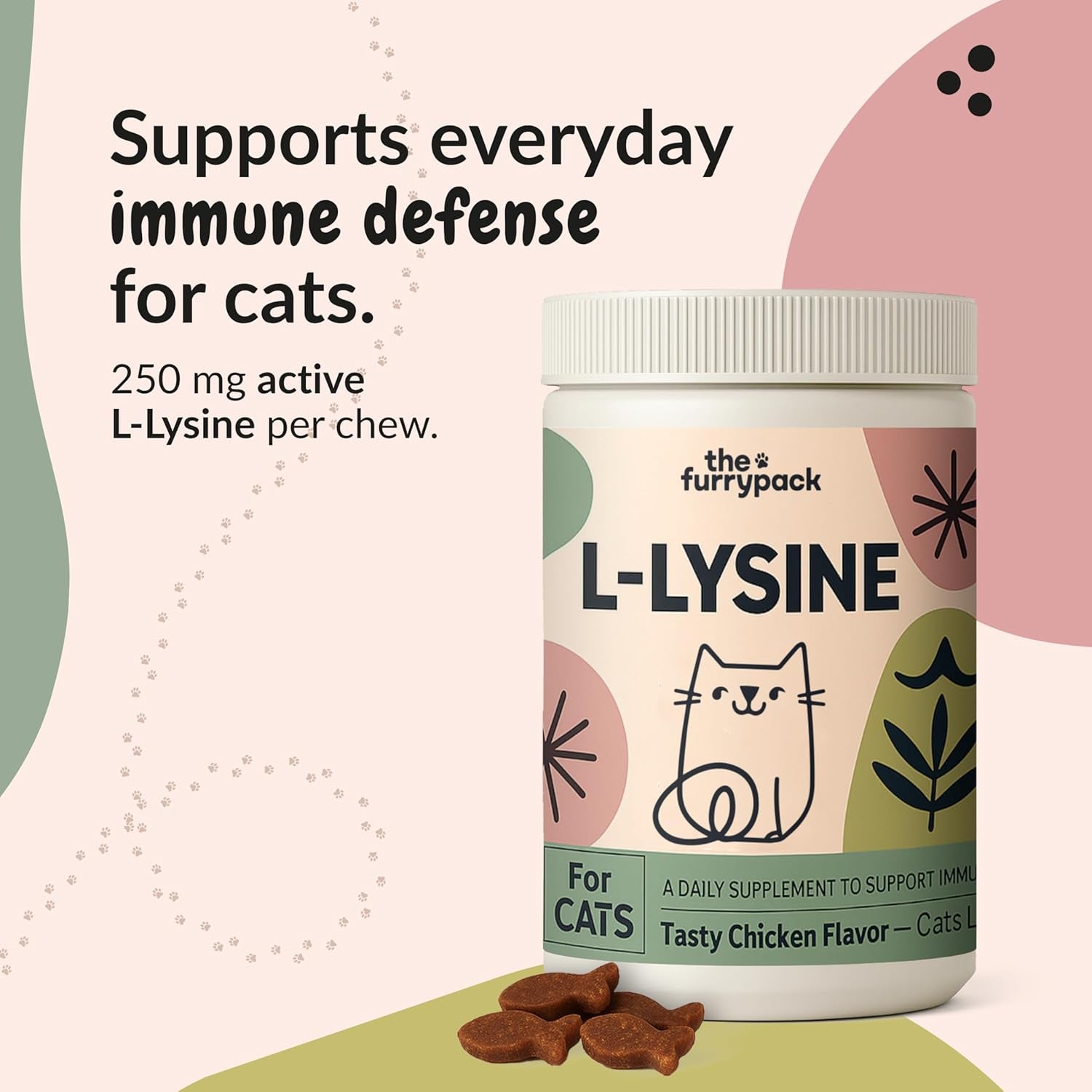 L-Lysine Chews for Cats — Daily Immune Support | Chicken Flavor, 150 Count