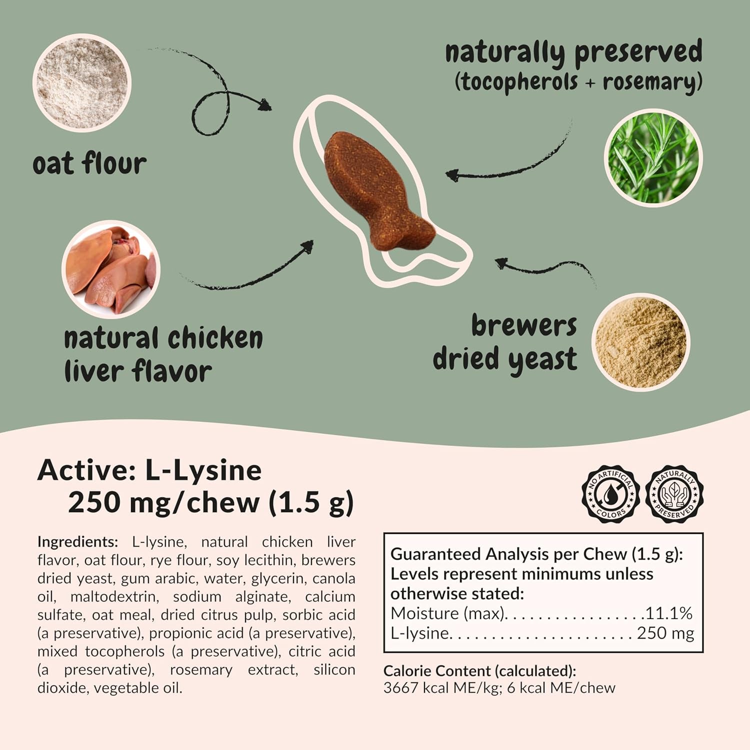 L-Lysine Chews for Cats — Daily Immune Support | Chicken Flavor, 150 Count