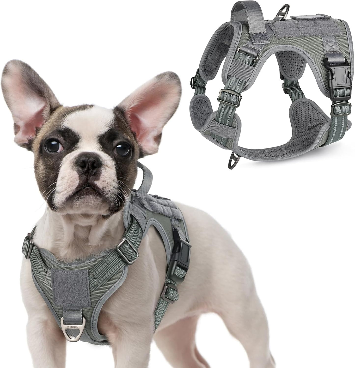 No Pull Tactical Dog Harness Molle Vest Adjustable Medium Large Dogs Grey Small