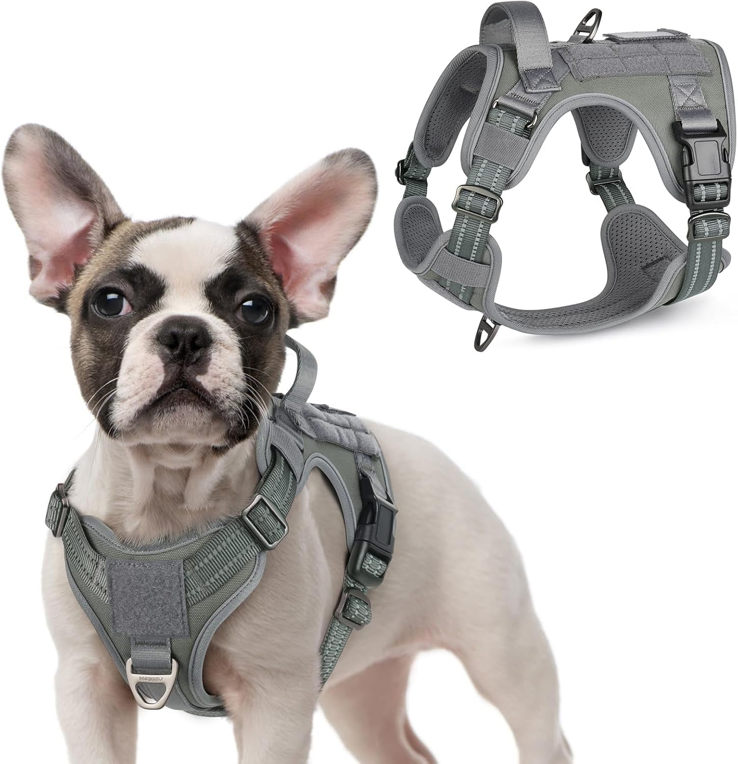 No Pull Tactical Dog Harness Molle Vest Adjustable Medium Large Dogs Grey Small