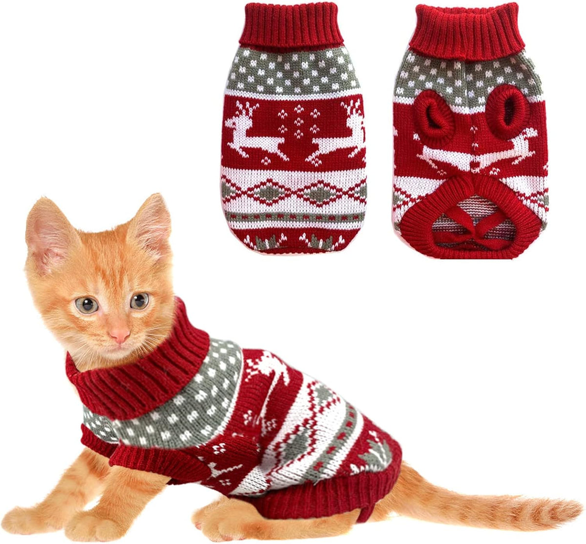 Christmas Reindeer Sweater for Small Dogs & Cats 