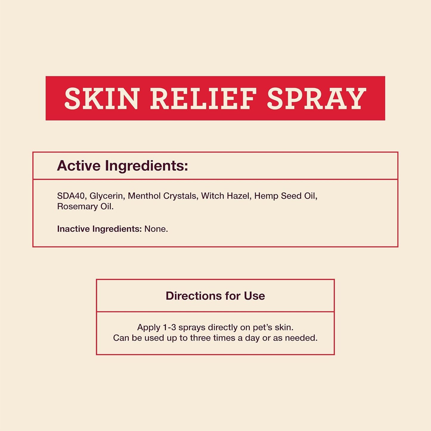 Hemp Itch Relief Spray for Dogs & Cats Skin Soothing Support