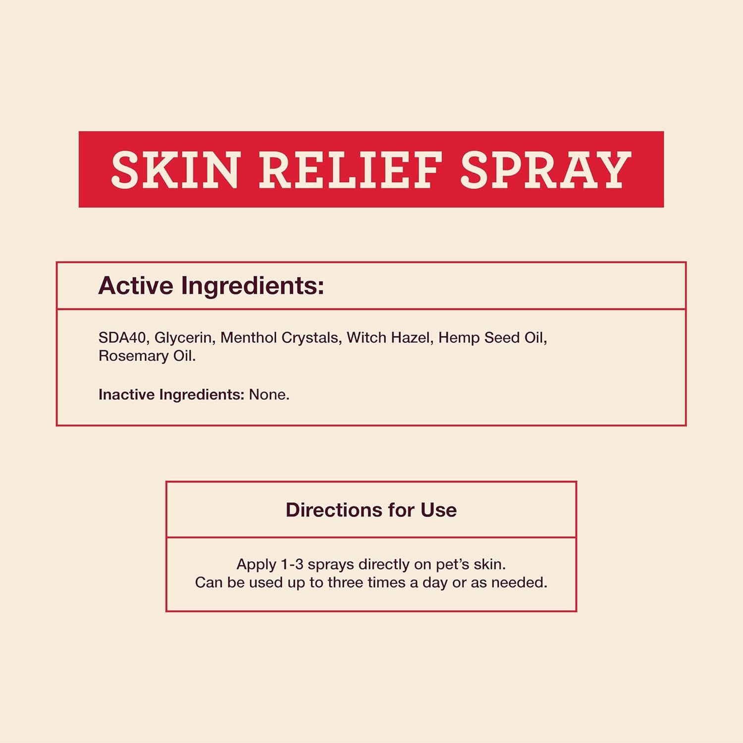 Hemp Itch Relief Spray for Dogs & Cats Skin Soothing Support