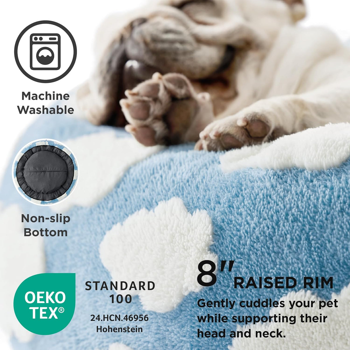 LE SURE Donut Dog Bed – 7 Sizes, 5 Patterns