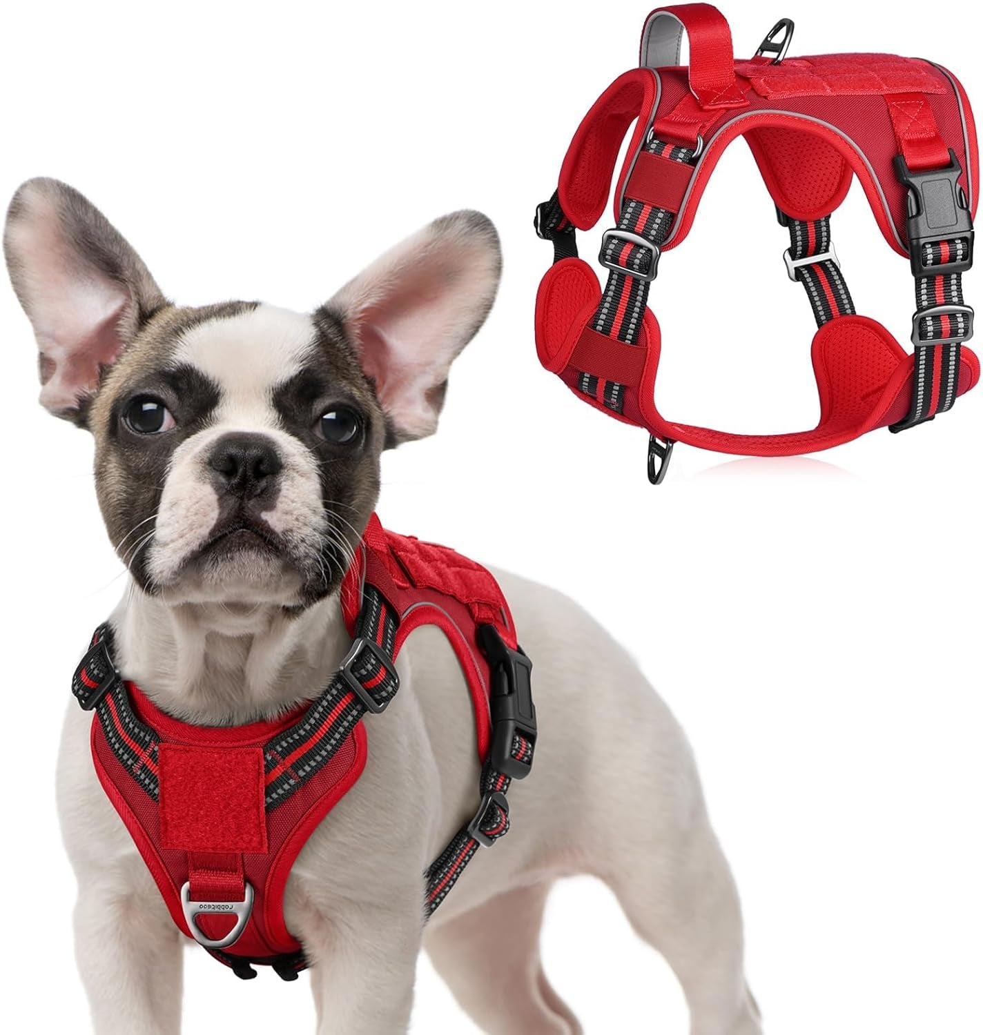 No Pull Tactical Dog Harness Molle Vest Adjustable Medium Large Dogs Red Small