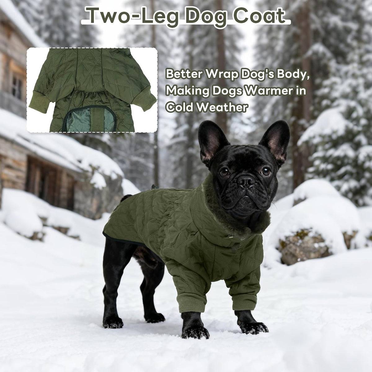 Waterproof fleece-lined dog jacket with high collar for winter walks