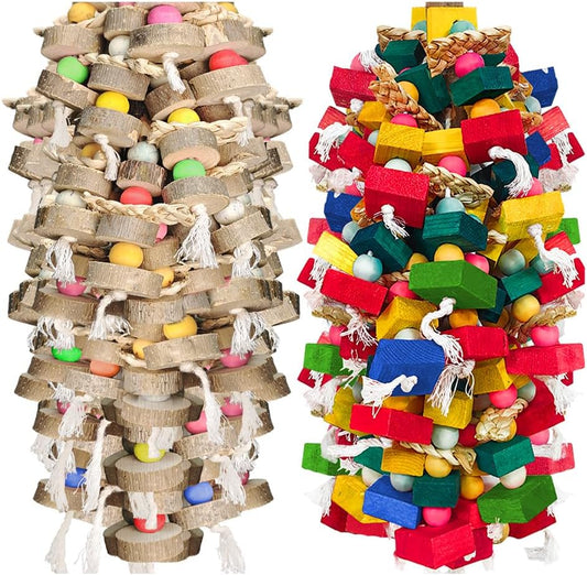 Large Bird Toy Bundle Parrot Chew Toys Natural Wood Cotton Macaw Cockatoo Default Title