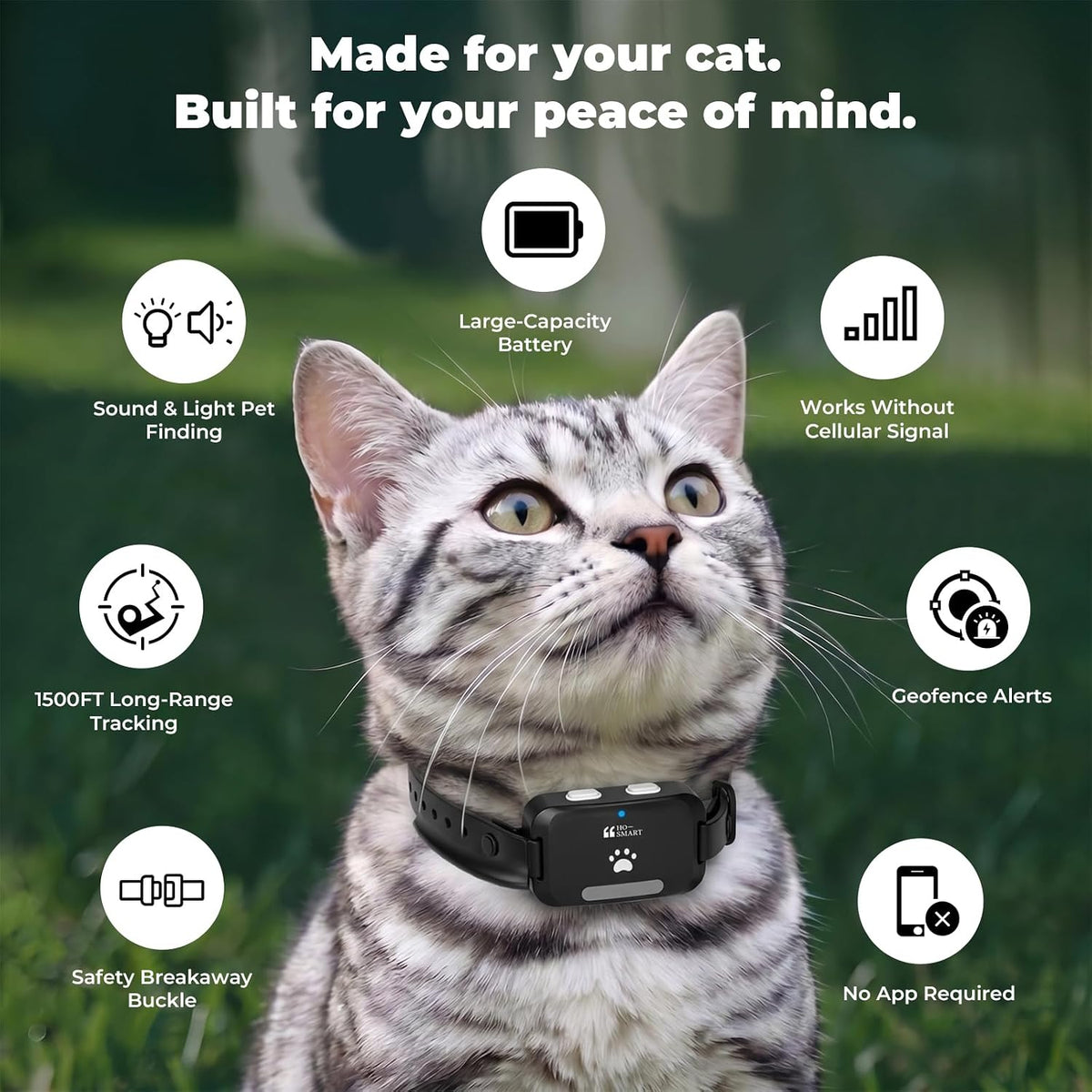 Localizzatore GPS per gatti – Nessun abbonamento, raggio d'azione fuori rete di 450 metri
