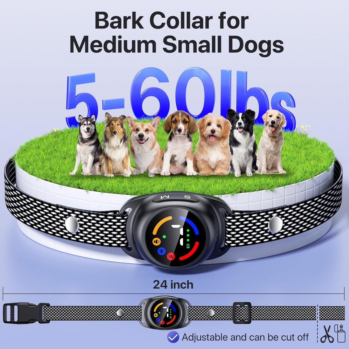 Dog Bark Collar No Shock Beep Vibration Waterproof Small Medium Dogs
