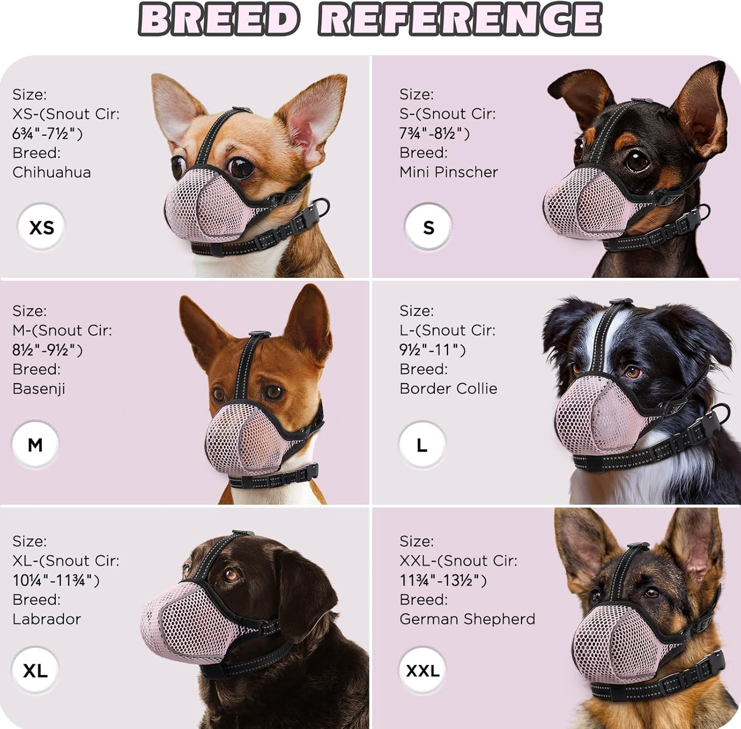 Soft Mesh Dog Muzzle — Adjustable, Breathable & Reflective | Small to Large Dogs