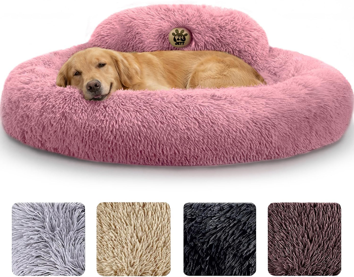 Medium Calming Dog Bed 30in Donut Plush Washable Bed Up to 45lbs
