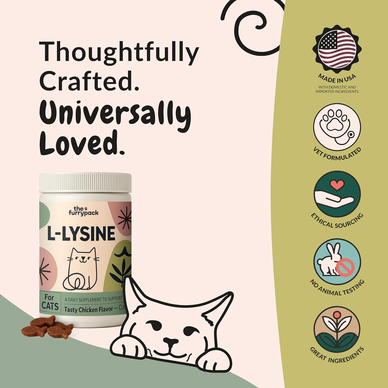 L-Lysine Chews for Cats — Daily Immune Support | Chicken Flavor, 150 Count