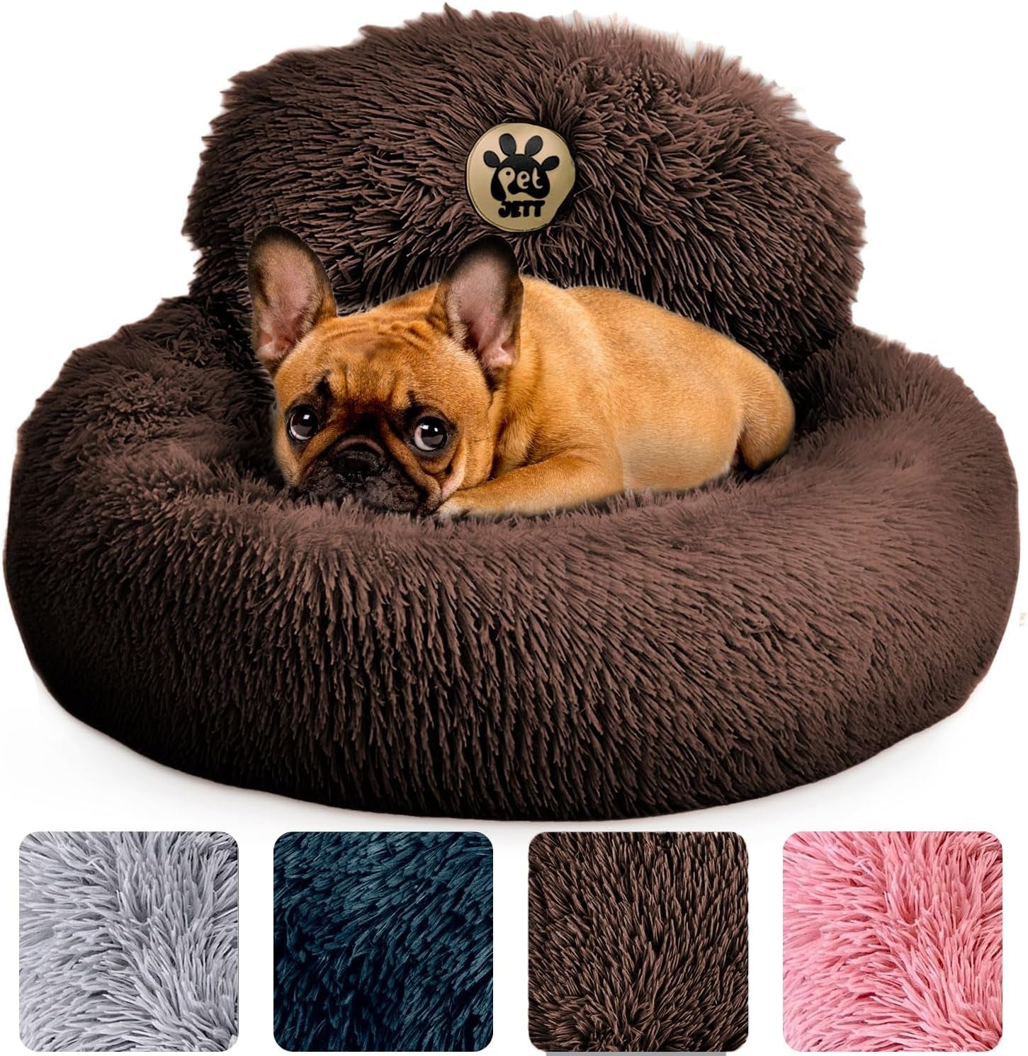 Medium Calming Dog Bed 30in Donut Plush Washable Bed Up to 45lbs