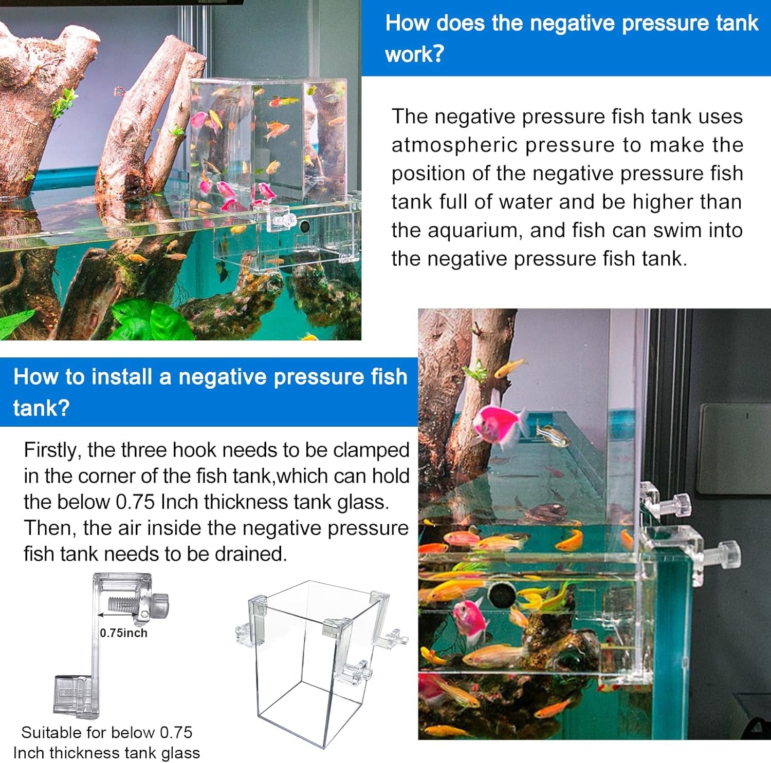 Fish Tank Auto Top Off Negative Pressure Aquarium Water Refill System