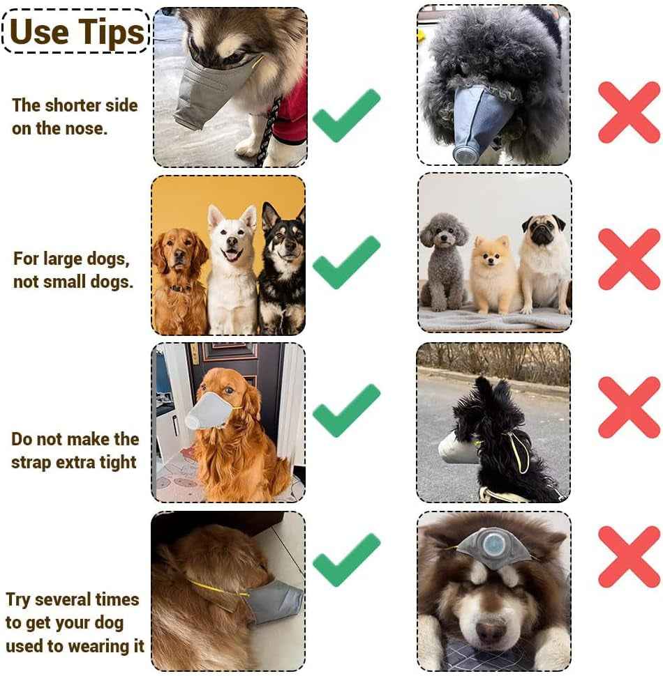 Dog Face Mask Anti Smoke Air Filter Respirator Medium Large Dogs 3 Pack