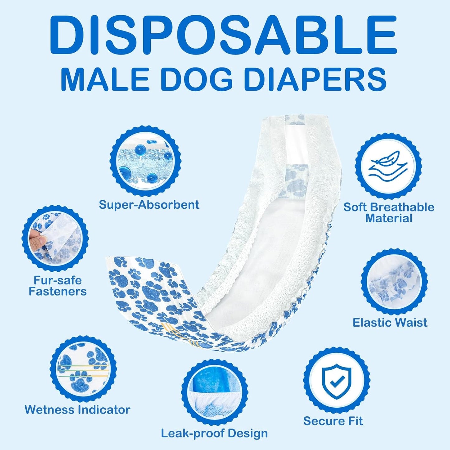 Male Dog Diapers Disposable Belly Bands | Leakproof Wraps 60 Count
