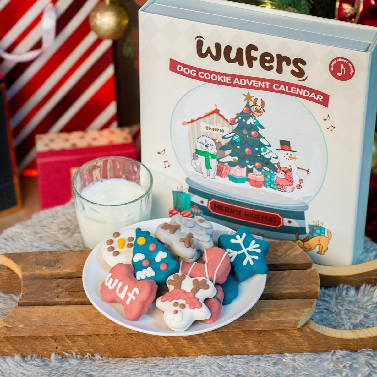 Wufers Singing Snow Globe Dog Advent Calendar – 24 Cookies
