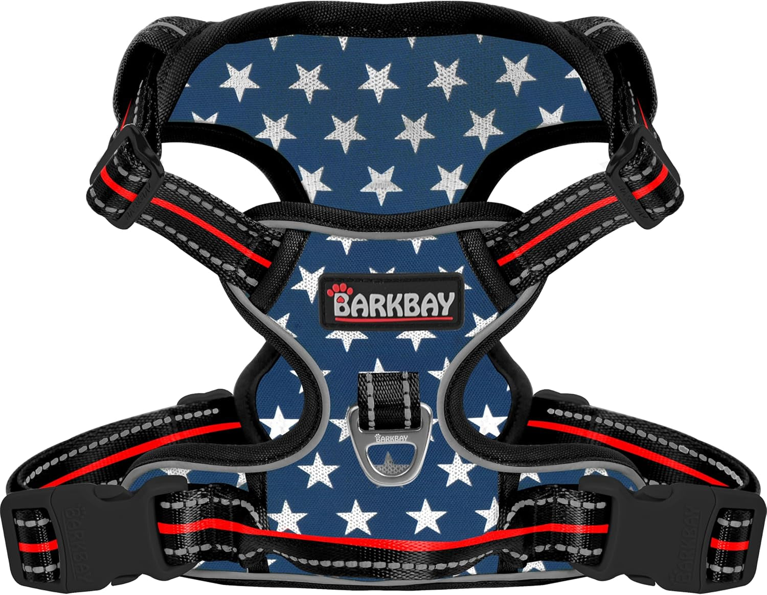No Pull Dog Harness Adjustable Reflective Oxford Vest Small Medium Large Dogs Blue Star-Mesh