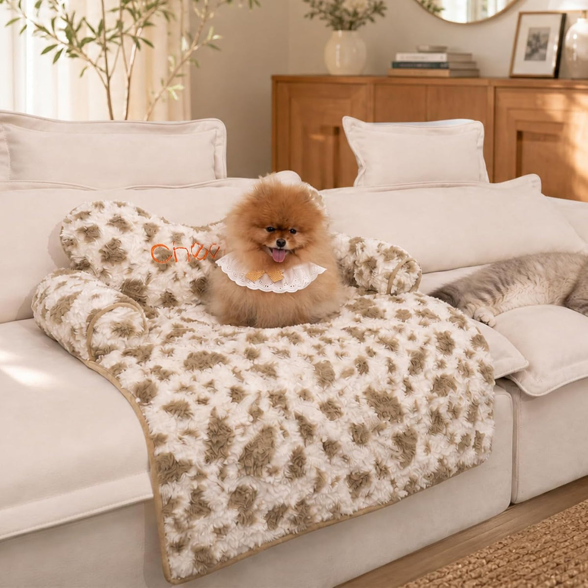 Calming Pet Bed Mat with Head Support – 2 Patterns, M–L
