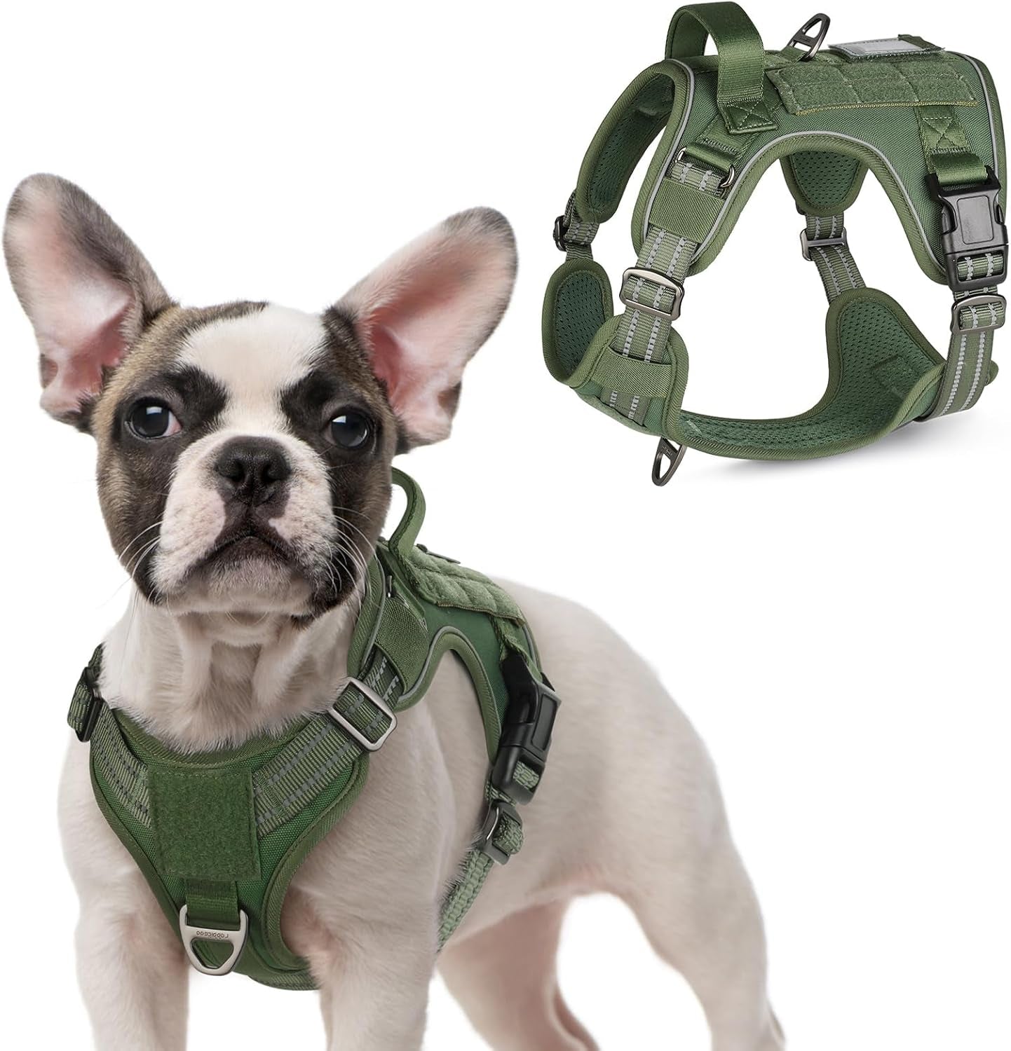No Pull Tactical Dog Harness Molle Vest Adjustable Medium Large Dogs Green Small