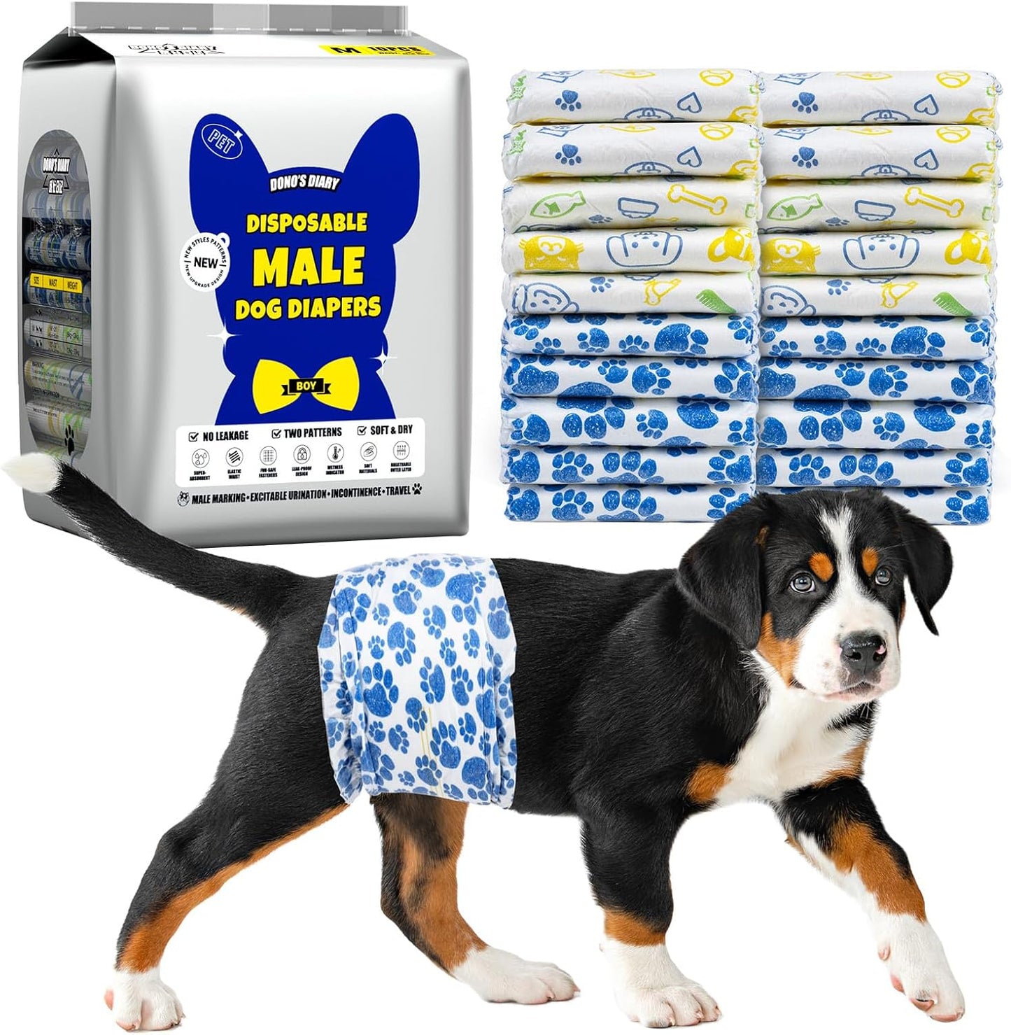 Male Dog Diapers Disposable Belly Bands | Leakproof Wraps 60 Count 60.0 Medium