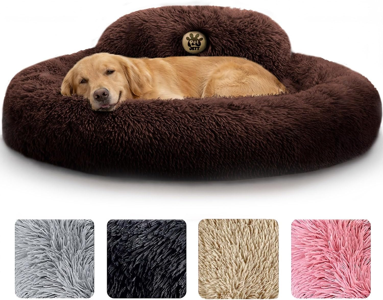 Medium Calming Dog Bed 30in Donut Plush Washable Bed Up to 45lbs
