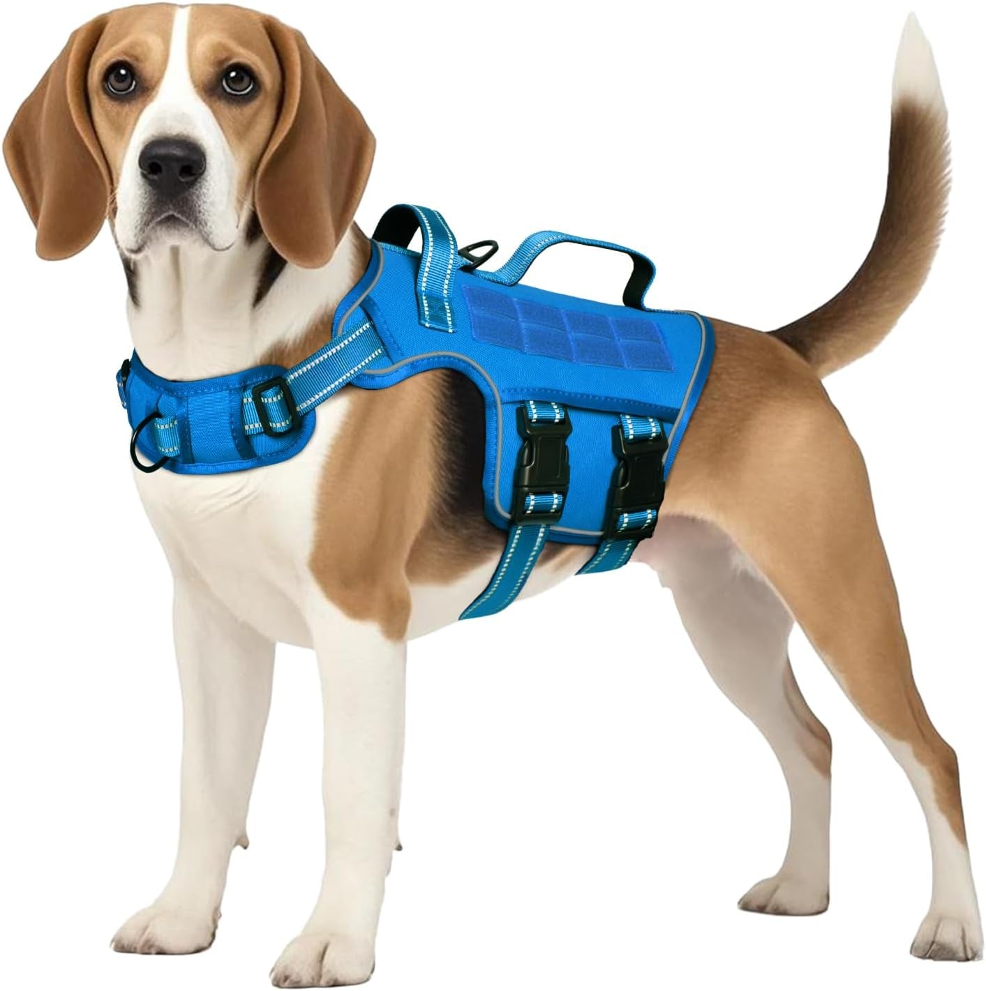 No Pull Tactical Dog Harness Heavy Duty Molle Vest for Medium to XLarge Dogs Blue M(Neck:17-23",Chest:22-32"),35-50 Lbs