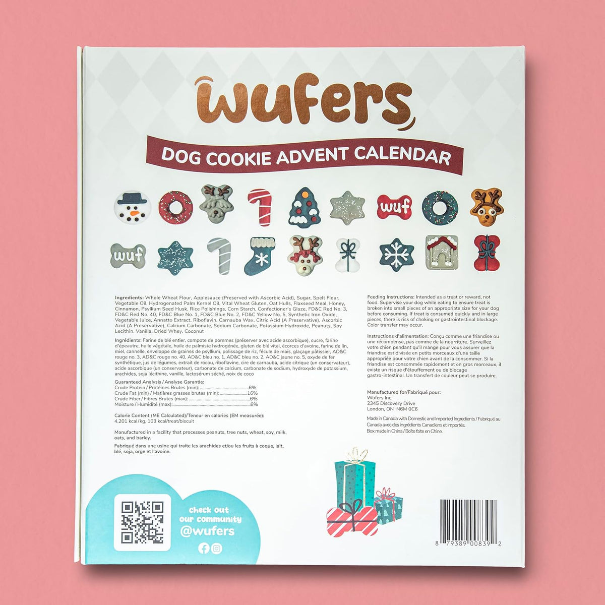 Wufers Singing Snow Globe Dog Advent Calendar – 24 Cookies
