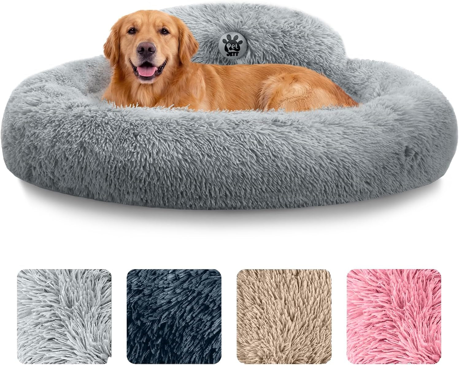 Medium Calming Dog Bed 30in Donut Plush Washable Bed Up to 45lbs