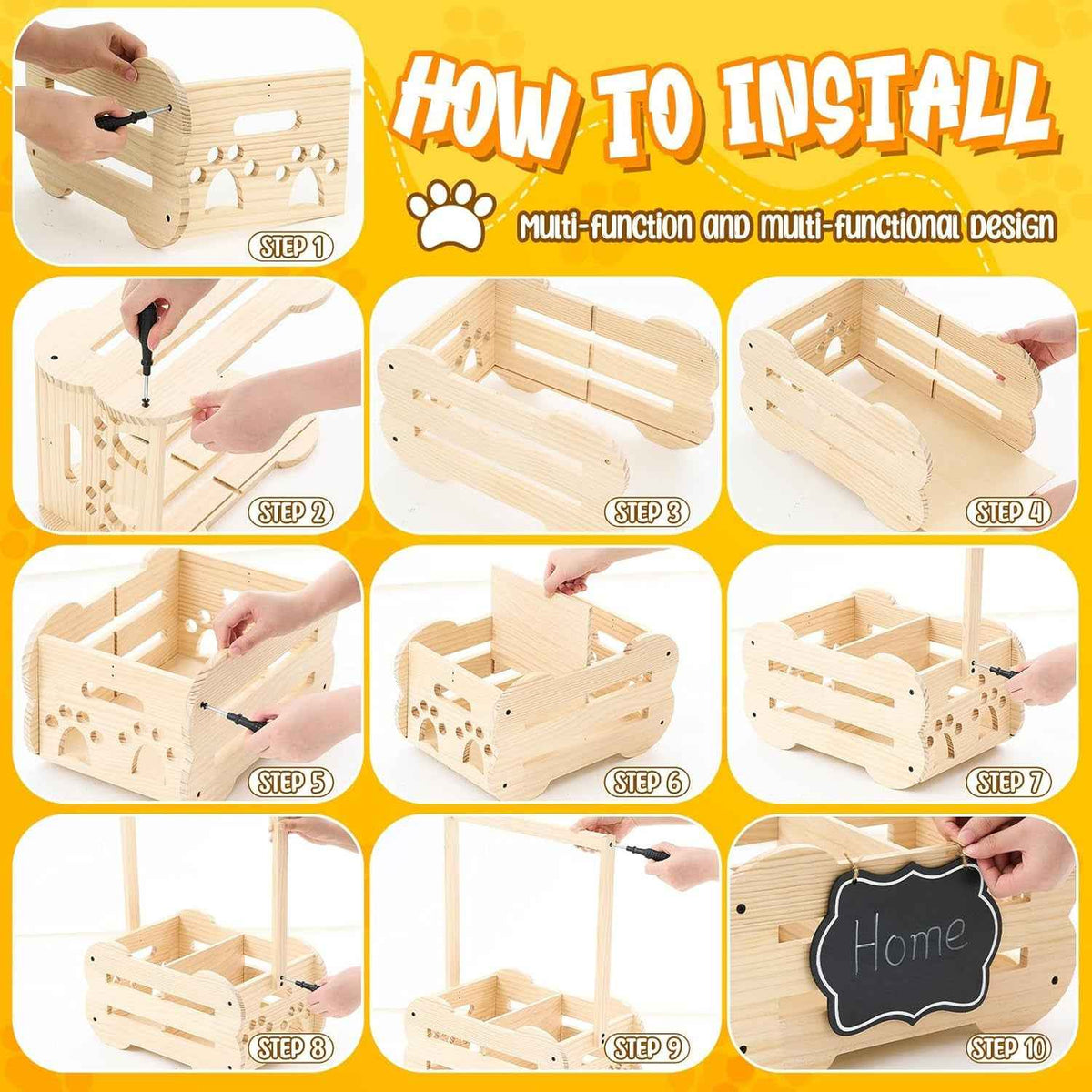 Dog Storage Organizer Wooden Closet Toy Clothes Rack Hangers 20in