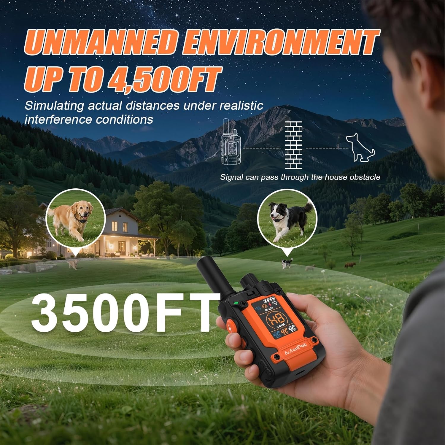 Dog Training Collar Remote 4500ft Waterproof Rechargeable Beep Vibration Shock