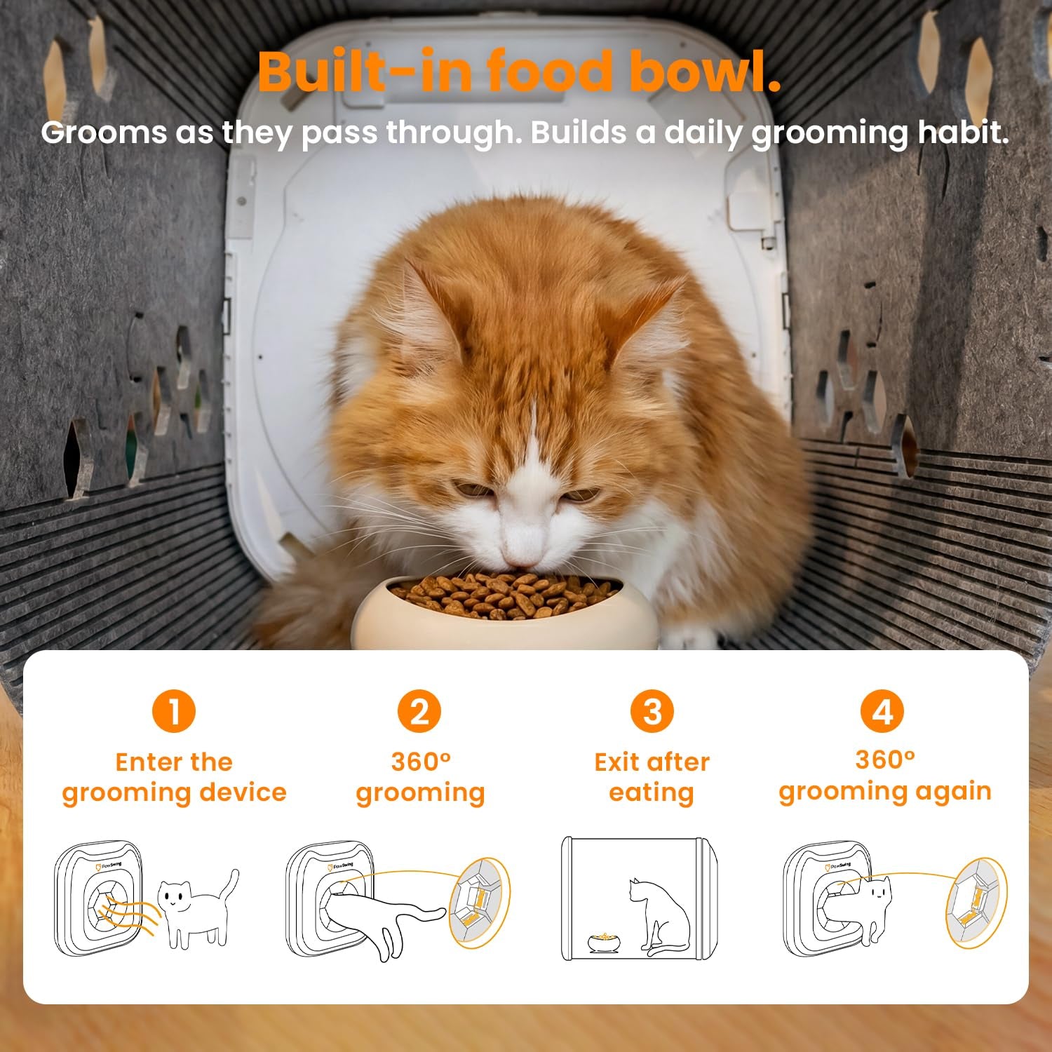 Cat Self Groomer Automatic Fur Collector Brush Grooming Box for Cats