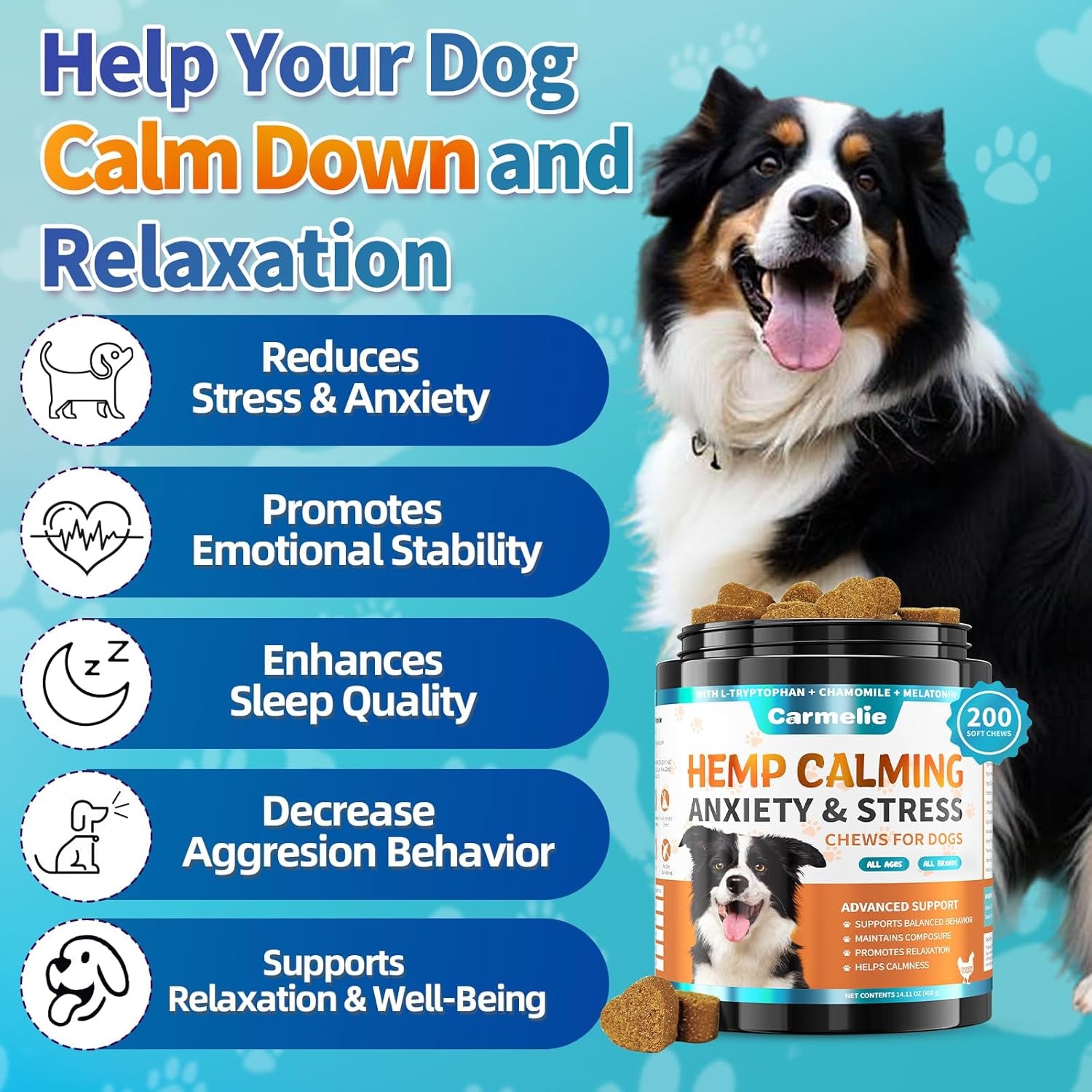 Hemp Calming Chews for Dogs — Natural Anxiety & Stress Relief | 200 Count