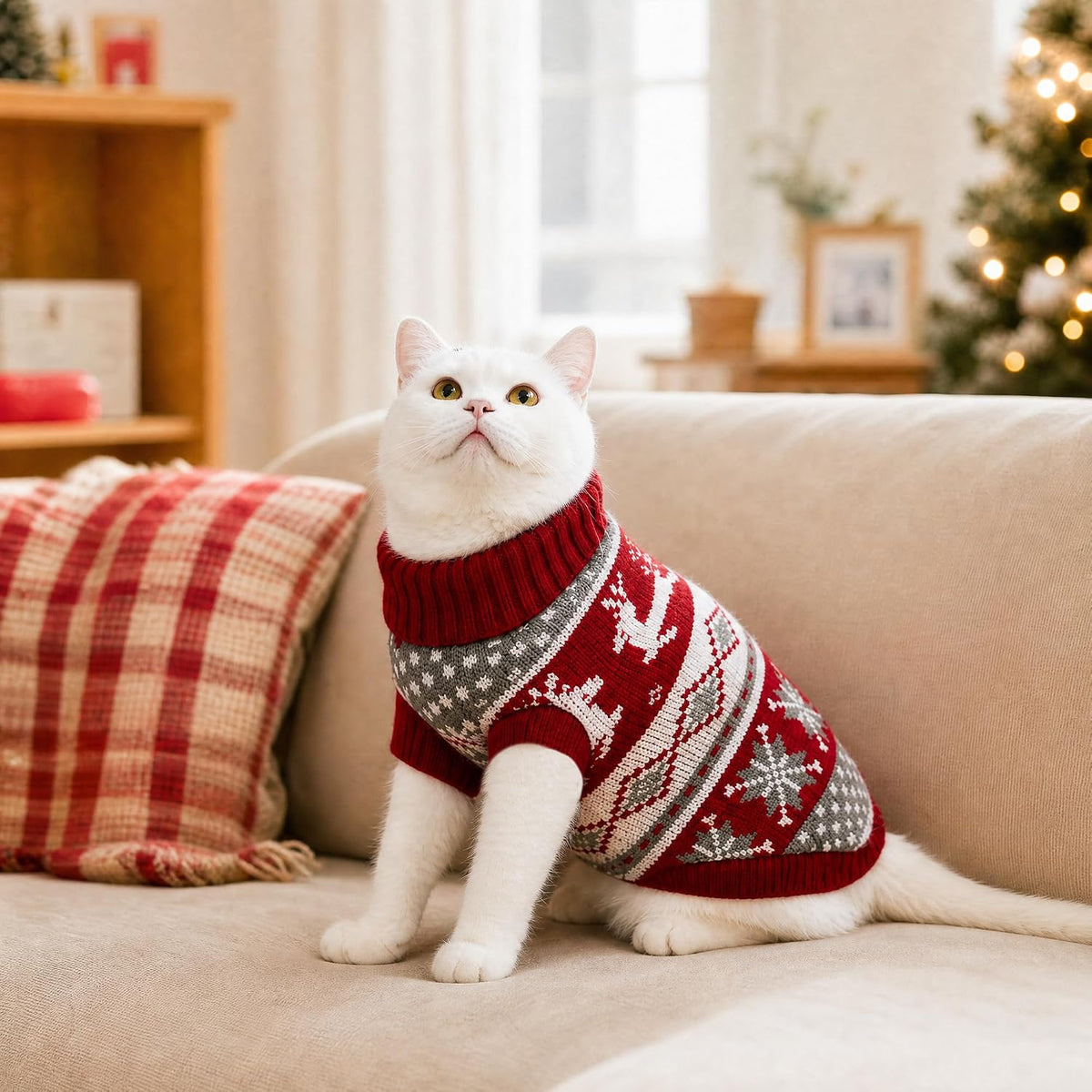 Christmas Reindeer Sweater for Small Dogs & Cats 