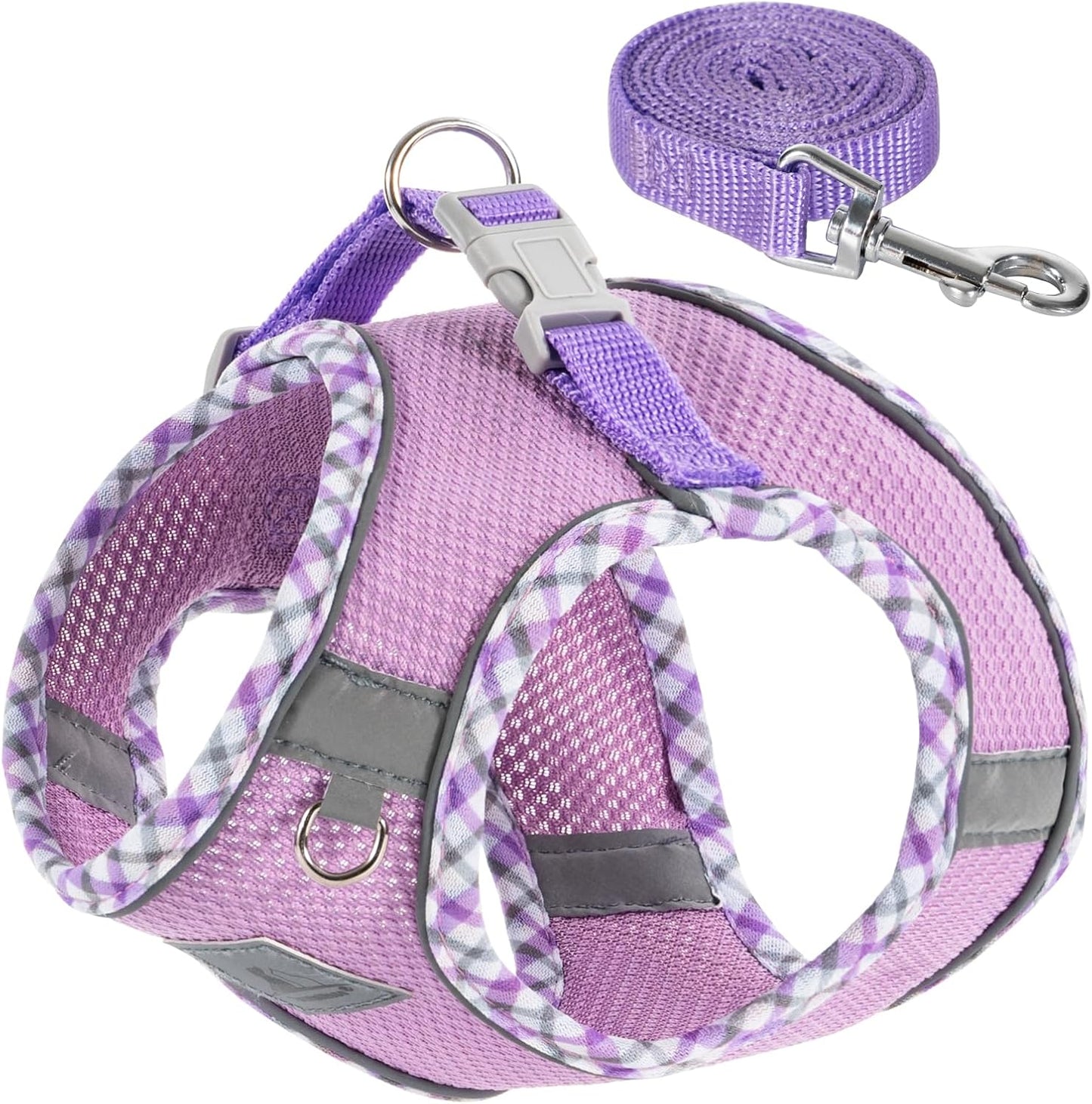 Dog Harness and Leash Set No Pull Reflective Step In Adjustable Small Dogs Cats Purple