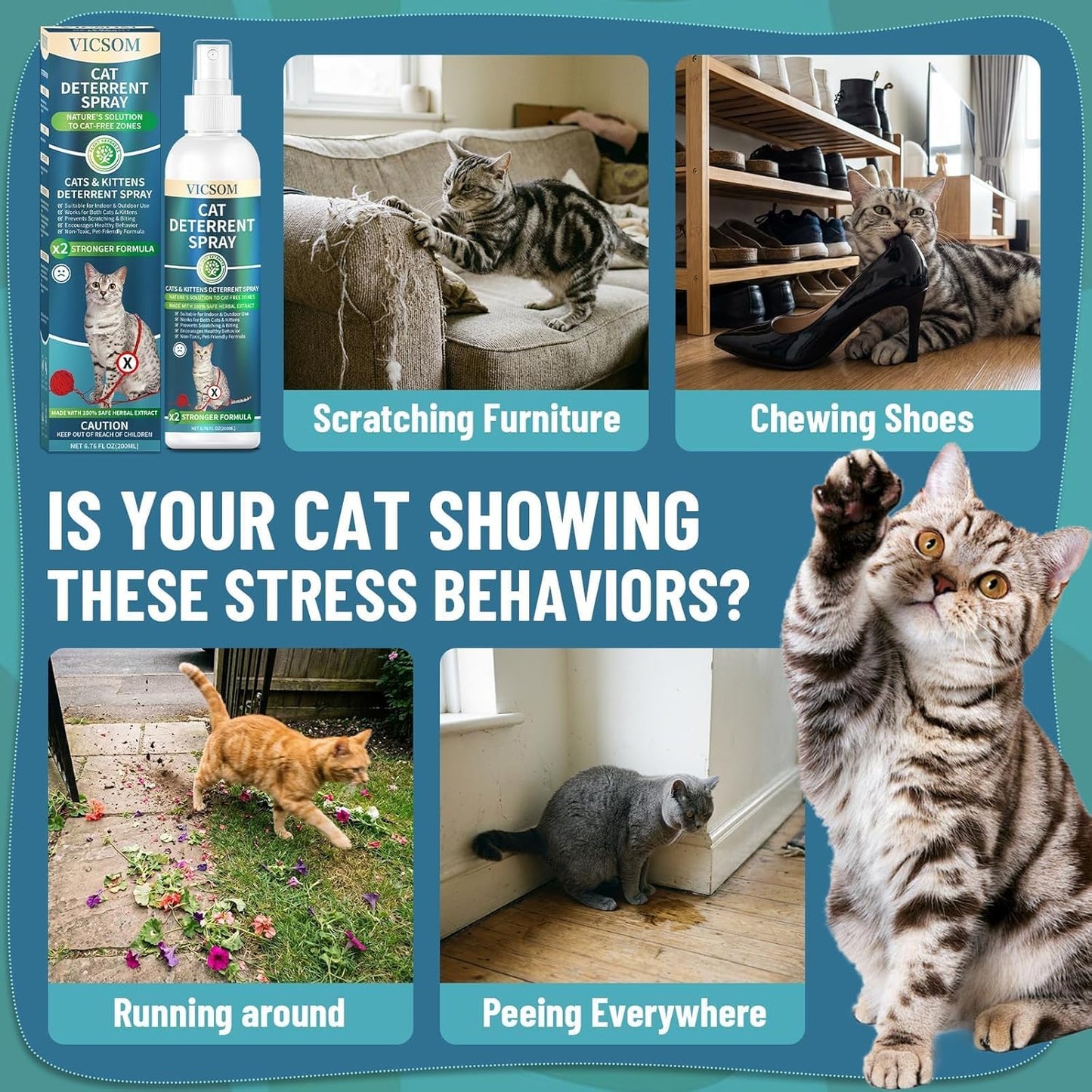 Cat Deterrent Spray for Furniture Scratching & Chewing Indoor Outdoor