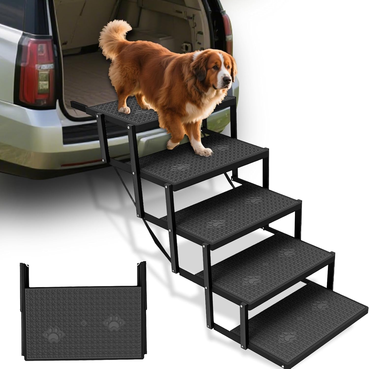 Dog Stairs for Car Foldable Pet Steps Heavy Duty Large Dogs 5 Step 5 Steps