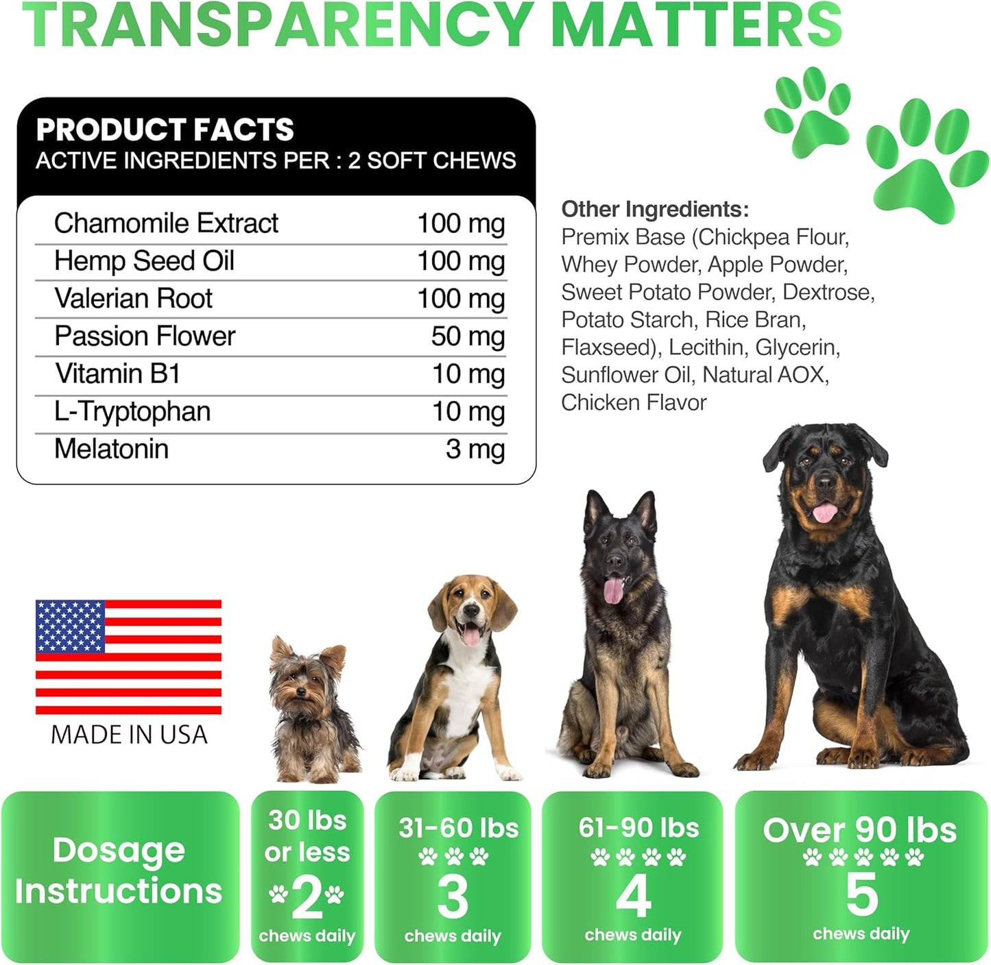 Calming Chews for Dogs Anxiety Relief Sleep & Joint Support 170 Ct