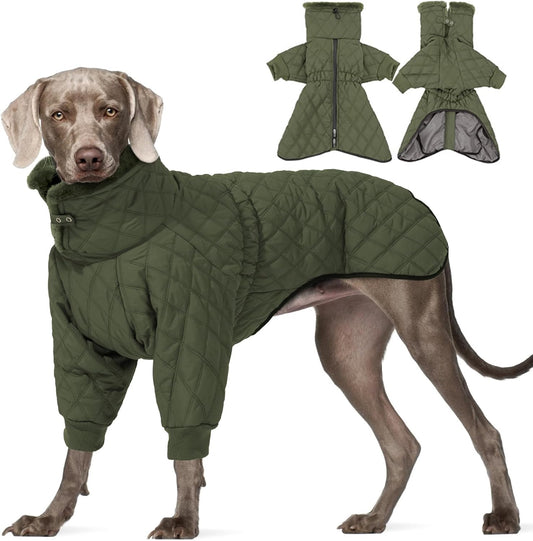 Waterproof fleece-lined dog snow jacket with high collar, sizes S to 3XL