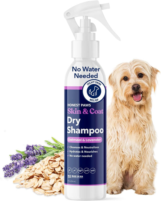 Dog Dry Shampoo Waterless No Rinse Oatmeal Lavender Itch Odor Relief 8oz Oatmeal Lavender - 8oz