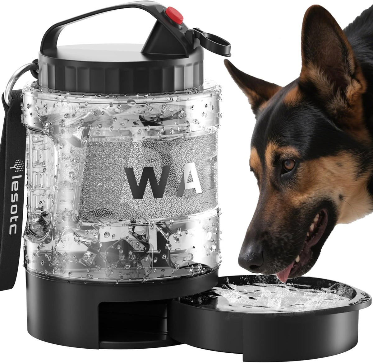 77oz Dog Travel Water Bottle with Bowl Leak Proof Hiking Camping Bottle 77Oz-Black