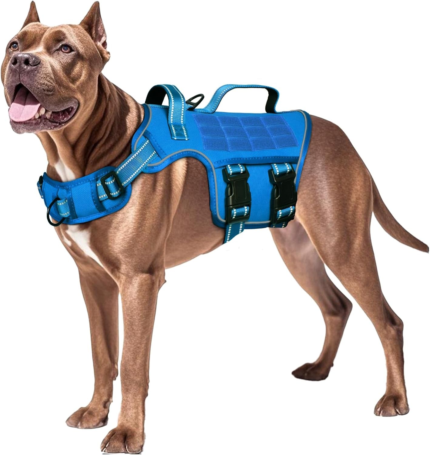 No Pull Tactical Dog Harness Heavy Duty Molle Vest for Medium to XLarge Dogs Blue Xl(Neck:21-32",Chest:26-39"),75-135 Lbs