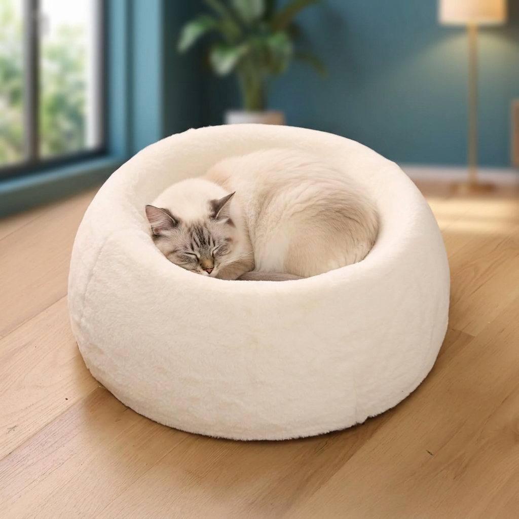 Orthopedic Cat & Small Dog Bed – Memory Foam, Faux Fur