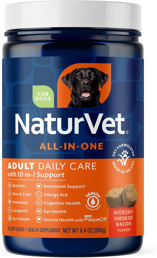 Dog Multivitamin Soft Chews 10 in 1 Joint Skin Digestion Immune 60ct Adult- 60 Soft Chews
