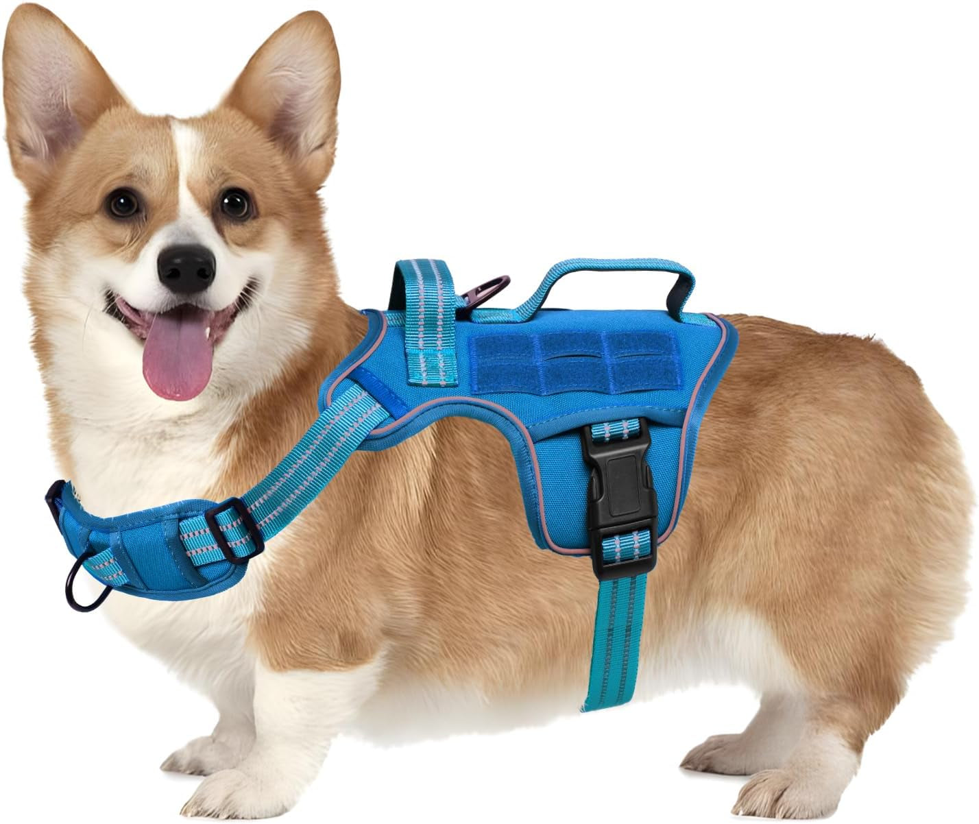No Pull Tactical Dog Harness Heavy Duty Molle Vest for Medium to XLarge Dogs Blue S(Neck:16-22",Chest:20-28"),18-35 Lbs